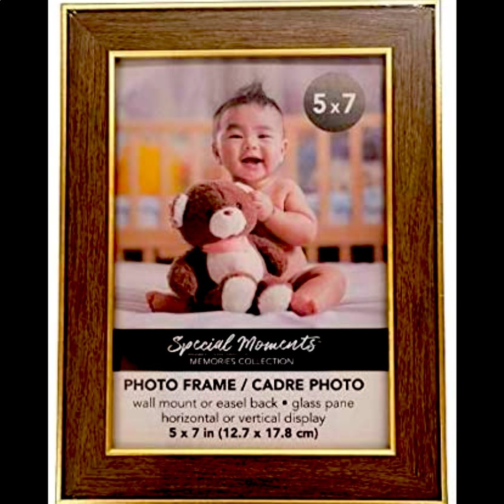 Rustic Wood Picture Frame with Gold Trim
